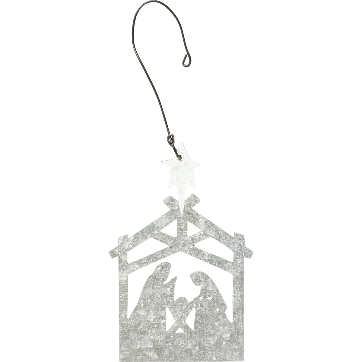 Ornament - Nativity - 2" x 3" - Metal, Wire, Mica