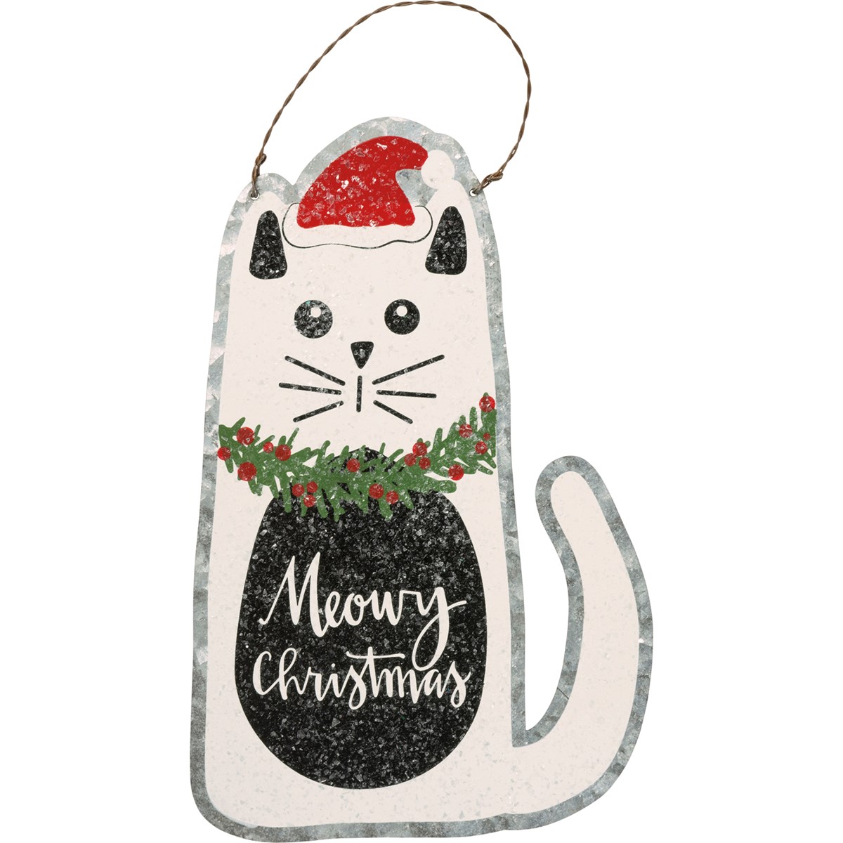 Meowy Christmas Ornament - Metal, Wire, Mica