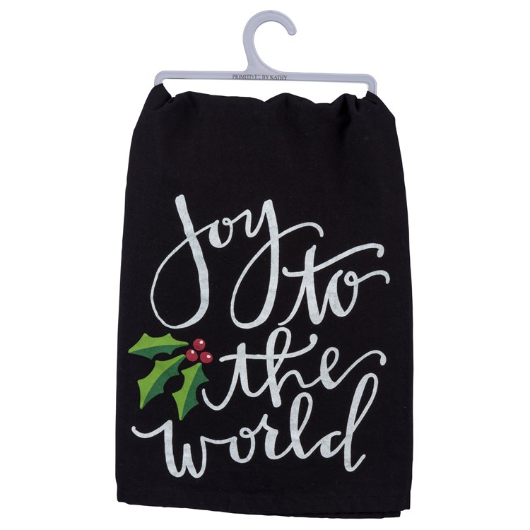 Joy To The World Black Kitchen Towel - Cotton