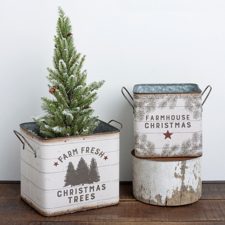 Farm Fresh Christmas Trees Bin Set - Metal, Paper