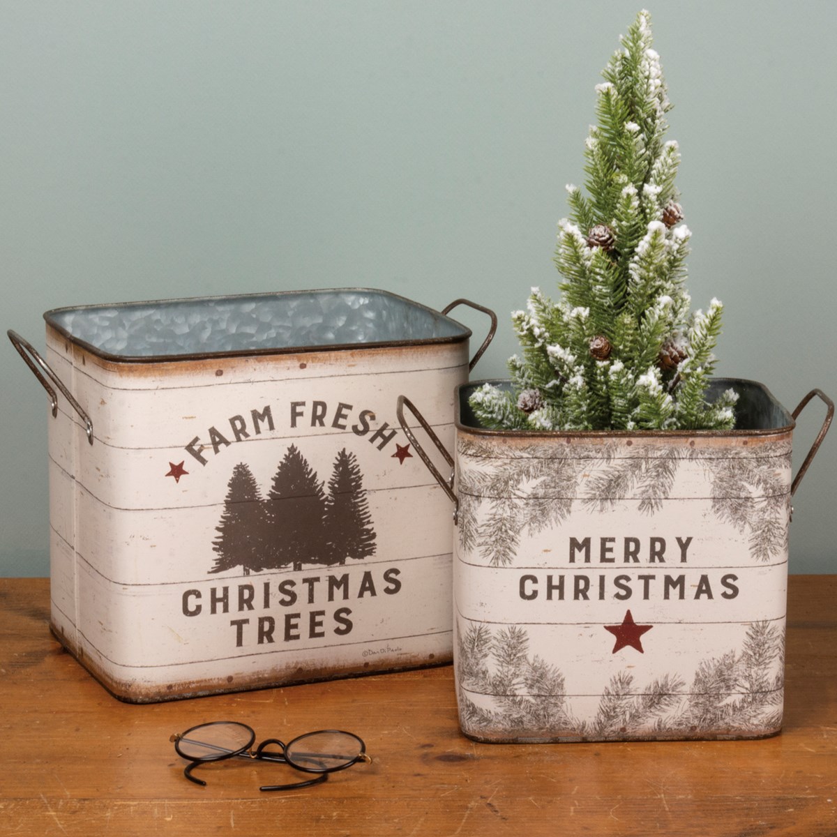 Farm Fresh Christmas Trees Bin Set - Metal, Paper