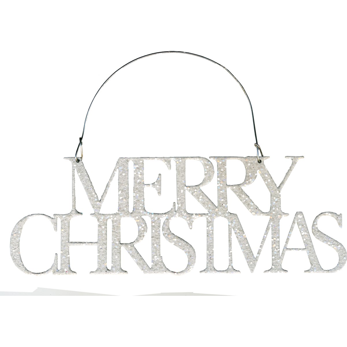 Merry Christmas Word Ornament - Metal, Wire, Glitter