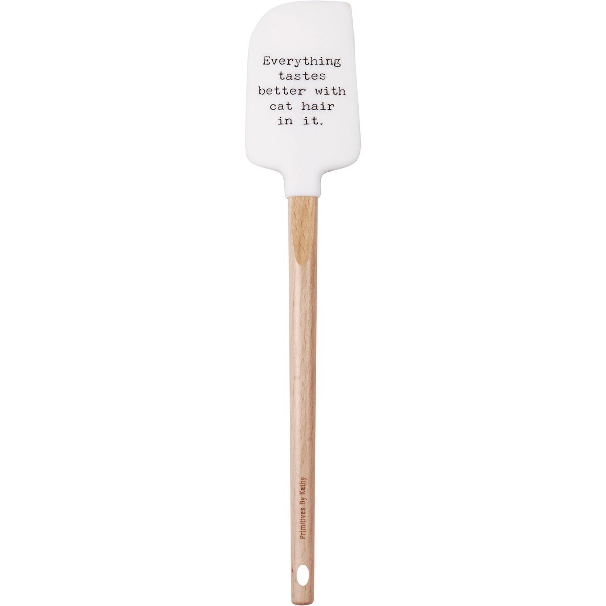 Spatula - Tastes Better With Cat Hair In It - 2.50" x 13" x 0.50" - Silicone, Wood